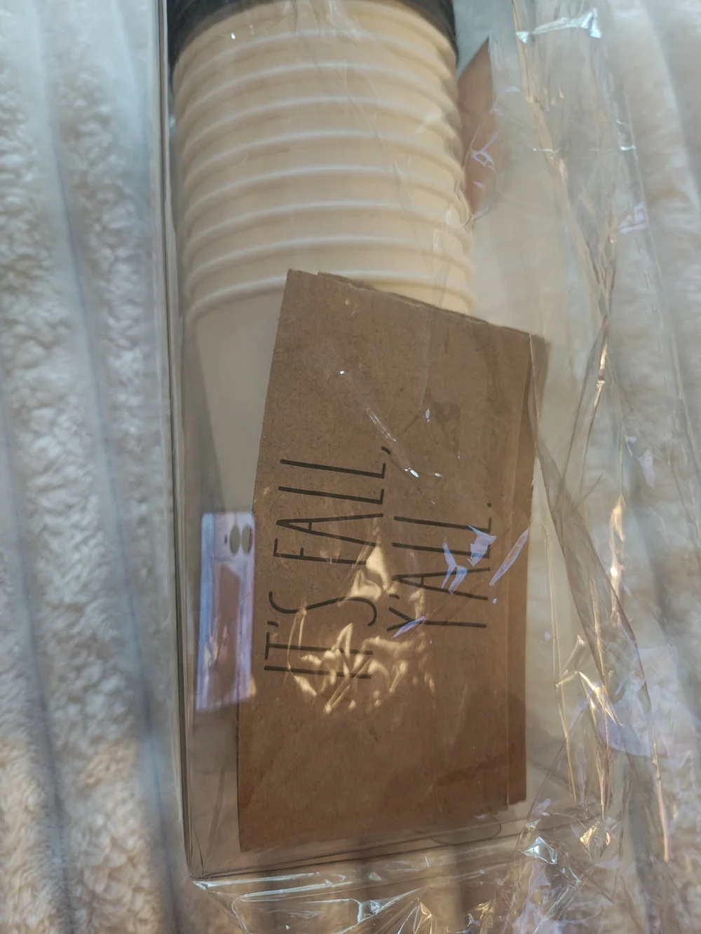 Rae Dunn Black and Cream Coffee Cup Set with Lids & Sleeves